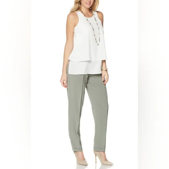 NWT Diane Gilman DG2 Size 2X White Sleeveless Flowy Layered Blouse - Picture 4 of 16